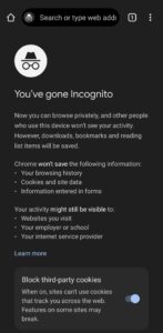 Using Twitter in incognito mode 
